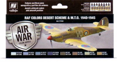 RAF COLORS DESERT SCHEMA & M.T.O. 1940-1945. 8 X 17 ML. MODELAIR.