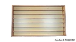 Wooden display with glass sliding doors, natural, L 104,0 x H 61