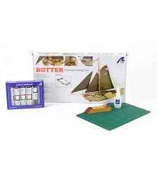 Gift Pack with Ship Model, Paints and Tools: Fishing Boat Botter