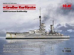 Grosser Kurfürst (fuld skrog & vandlinie) WWI Tysk krigsskib 1/700
