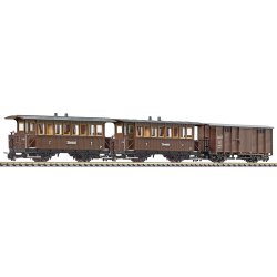 3-piece Set, 2 Pass. Coaches & Goods Van, Zillertalbahn Brown