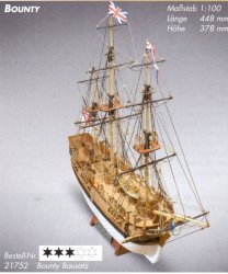 HMS BOUNTY, TRÄBYGGSATS I SKALA 1/100 (PASSAR SKALA HO)