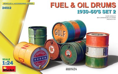 Zoom bild av 1/24 Fuel & Oil Drums 1930-50's Set 2