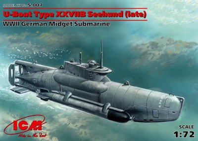 Zoom bild av U-båd type XXVIIB Seehund late WWII German midget submarine 1/72