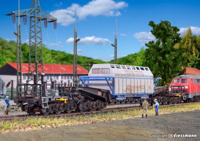 Zoom bild av H0 Waggon UNION Schienentiefladewagen Uaai 819 mit CASTOR-Behälter