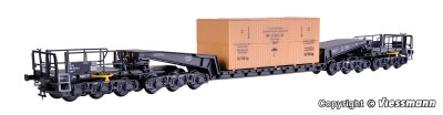 Zoom bild av H0 Waggon UNION low-loader waggon Uaai 819 with wooden overseas crate