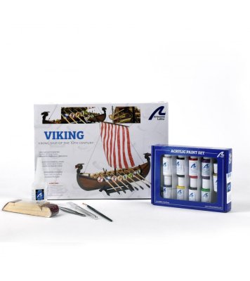 Gift Pack with Ship Model, Paints and Tools: Drakkar Viking Boat