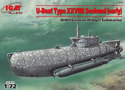 Zoom bild av U-båd type XXVIIB Seehund early WWII German midget submarine 1/72