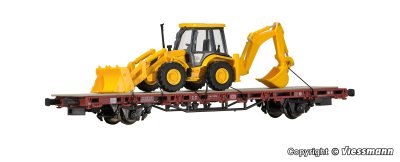 Zoom bild av H0 Low side car with excavator loader JCB 4CX 4x4x4, finished model **discontinued**