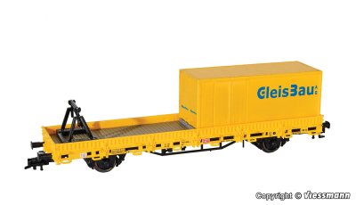 Zoom bild av H0 Buffer waggon with support for ballast collector MFS 100 and container GleisBau