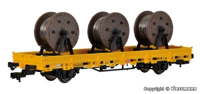 Zoom bild av H0 Low side car with 3 cable reels GleisBau, finished model