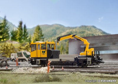 Zoom bild av H0 ROBEL Track motor car 54.22 Aarsleff version with motorized crane, functional model, 2 rail