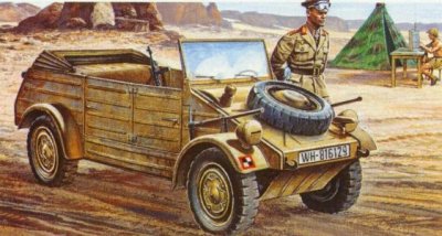 Zoom bild av VW TYP 82 KÜBELWAGEN MED 2 FIGURER. SKALA 1/35. 106mm.
