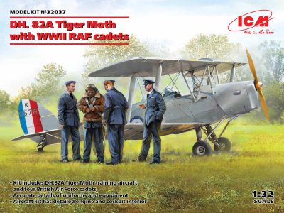 Zoom bild av DH. 82A Tiger Moth med RAF-kadetter från andra världskriget. SKALA 1/32