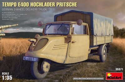 Zoom bild av TEMPO E400 HOCHLADER PRITSCHE. GERMAN 3-WHEEL DELIVERY TRUCK 1/35