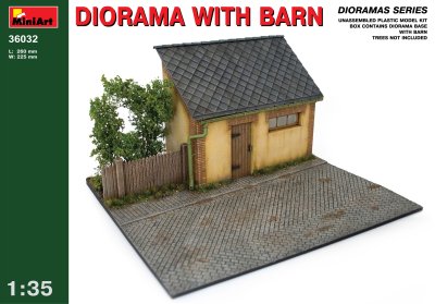 Zoom bild av Diorama med lade/udhus 1/35