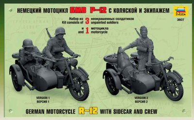 Zoom bild av GERMAN MOTORCYCLE R-12 WITH SIDECAR AND CREW. SKALA 1/35