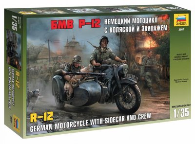 Zoom bild av GERMAN MOTORCYCLE R-12 WITH SIDECAR AND CREW. SKALA 1/35