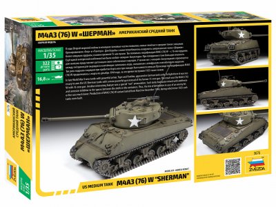 Zoom bild av M4 A3 (76mm) SHERMAN TANK. SKALA 1/35
