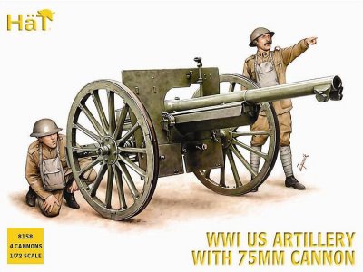 Zoom bild av WWI US ARTILLERY WHIT 75MM CANNON X 4 + 32 FIGURER. SKALA 1/72