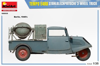 Zoom bild av 35669 FRENCH CONCRETE ROAD SIGNS 1930-40’S. NORMANDY35358 GERMAN REPAIR CREW TEMPO E400 STAHLBLECHPRITSCHE 3-WHEEL TRUCK