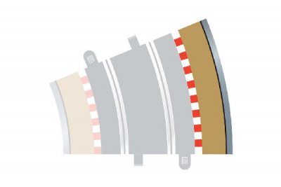 Zoom bild av RADIE 3 22,5 GRADER. KANTUTBYGGNAD MED STAKET. PASSAR SCALEXTRIC