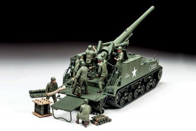 Zoom bild av US SELF-PROPELLED 155mm. GUN M40 MED 8 FIGURER. SKALA 1/35