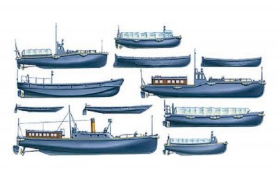 Zoom bild av WWII JAPANSE BOAT SET. 28 ST. OF 11 OLIKA TYPER. SKALA 1/350