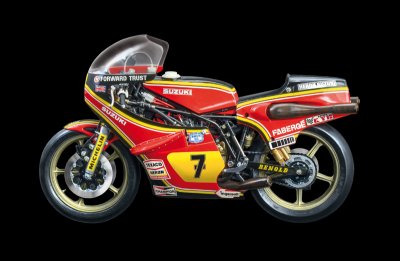 Zoom bild av SUZUKI RG500 XR27 1978. SKALA 1/9.