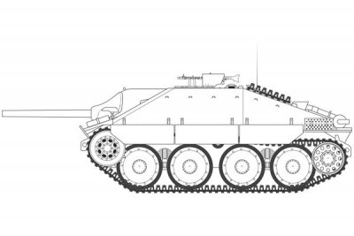 Zoom bild av GERMAN JAGDPANZER 38 T HETZER, EARLY VERSION. 243X91 mm. NIVÅ 3