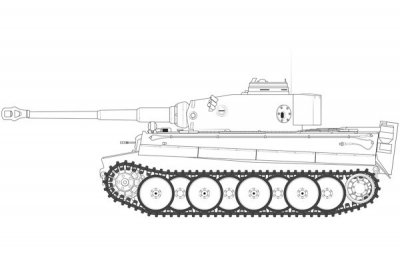 Zoom bild av 1942 GERMAN TIGER 1, EARLY PROD. 241X102 mm. NIVÅ 3 AV 4. SKALA