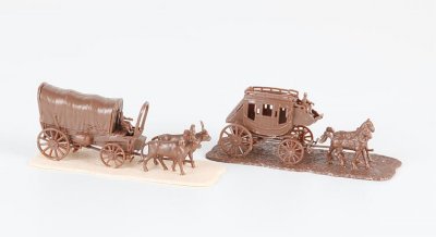 Zoom bild av 2 st. VILDA WESTERN PRÄRIEVAGNAR I SKALA 1/90 HO