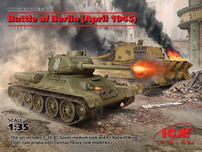 Zoom bild av Battle of Berlin April 1945 T-34-85, King Tiger 1/35