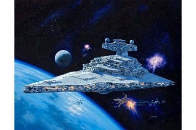 Zoom bild av TEKNISK MODELL: IMPERIAL STAR DESTROYER. 91 DELAR. L=588mm. NIVÅ