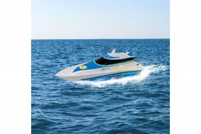 Zoom bild av KÖRKLAR RADIOSTYRD POLISBÅT.