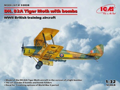 Zoom bild av Tiger Moth DH.82A med bomber WWII, engelsk træningsfly 1/32