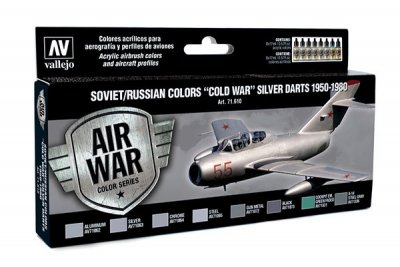 RUSSIAN COLOR COLD WAR SILVER DARTS 1950-1980. 8 X 17 ML. MODEL AIR.
