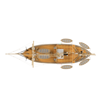 Zoom bild av 1/50 FRAM '' Polar Research Ship '' 95 cm - full inside details