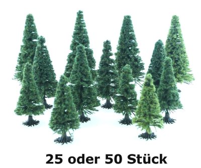 Zoom bild av 25 ST. SORTERADE MODELLGRANAR MED FOT HÖJD 6-10 CM. (84C)