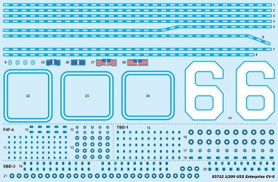 Zoom bild av USS ENTERPRICE CV-6L. SKALA 1/200