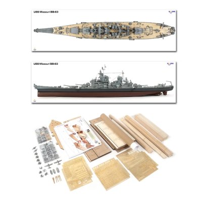 Zoom bild av USS MISSOURI(BB-63) TRÄBYGGSATS I SKALA 1/200