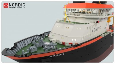 Zoom bild av NORDIC EMERGENCY TUG BOAT INKL. LEDBELYSNING 108 cm. LÅNG.