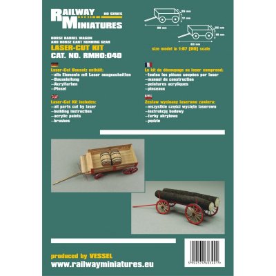 Zoom bild av Horse Barrel Wagon and Horse Cart Running Gear. SKALA 1/87 HO. F