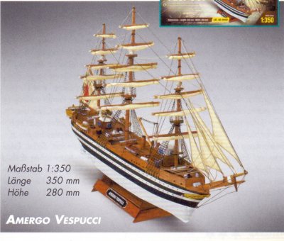 Zoom bild av AMERIGO VESUCCI. TRÄBYGGSATS MED FÄRDIGFRÄST SKROV. MM10