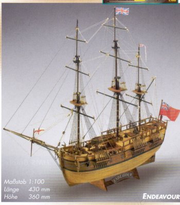 Zoom bild av ENDEAVOUR, TRÄBYGGSATS I SKALA 1/100 (PASSAR SKALA HO)