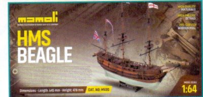 Zoom bild av HMS BEAGLE. TRÄBYGGSATS I SKALA 1/64