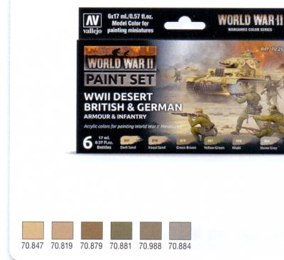Zoom bild av WWII PAINT SET DESERT BRITISH & GERMAN ARMOUR & INFANTRY. 6 X 17