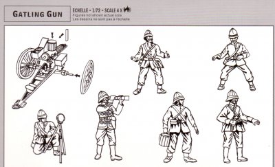 Zoom bild av 4 x BRITISH GATLING GUN + 24 FIGURER. SKALA 1/72