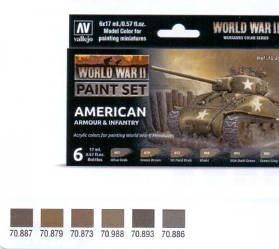 Zoom bild av WWII PAINT SET AMERICAN ARMOUR & INFANTRY. 6X17 ML.