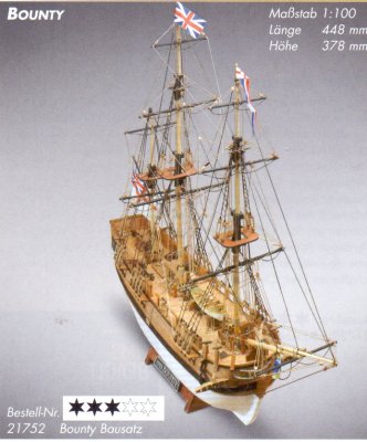 Zoom bild av HMS BOUNTY, TRÄBYGGSATS I SKALA 1/100 (PASSAR SKALA HO)